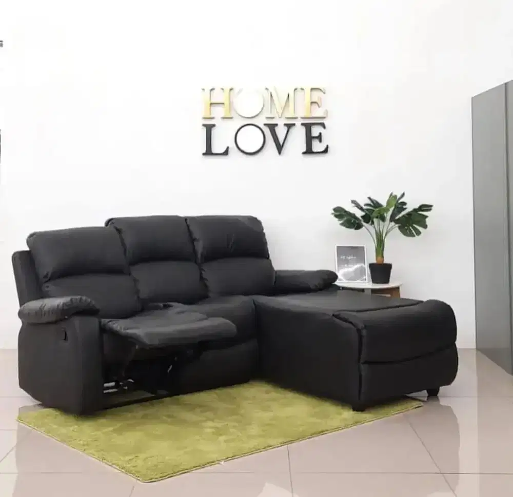 Sofa Recliner Liverton kulit hitam