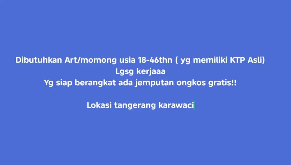 Lowongan kerja Art/Momong