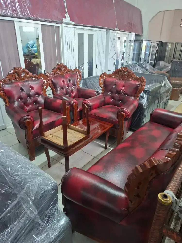 Kursi kayu jati model Gajah jumbo 3111+meja