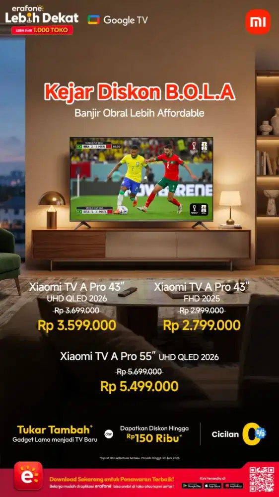 [PROMO B.O.L.A] TV Xiaomi A Pro 43/55 Harga Diskon + Cicilan 0%