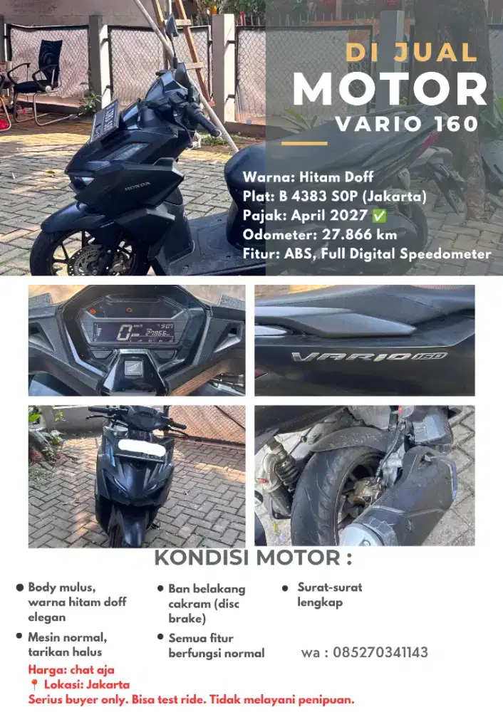 Ini motor udah ga di pake, karena adik saya udah ga di jakarta