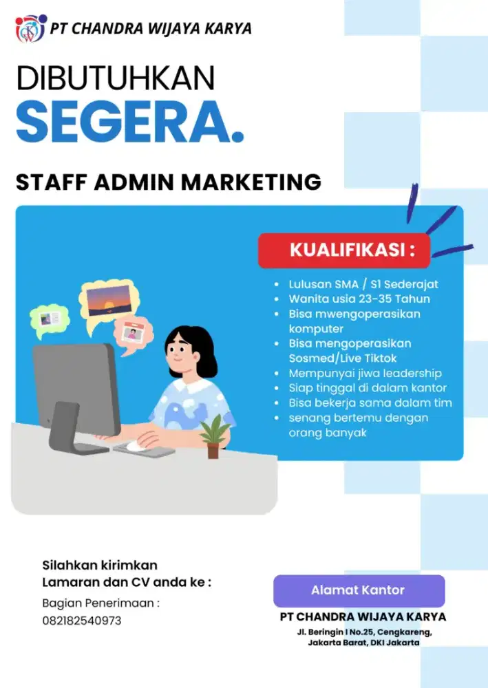DIBUTUHKAN STAF ADMIN MARKETING