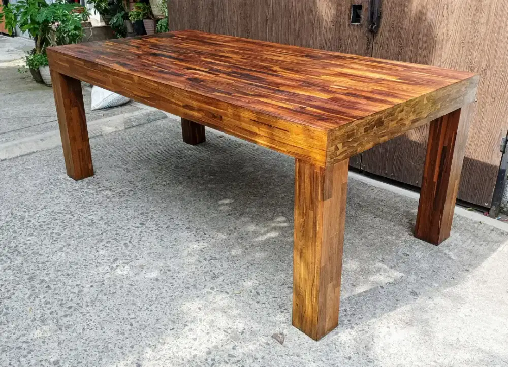 Meja makan kayu jati asli solid