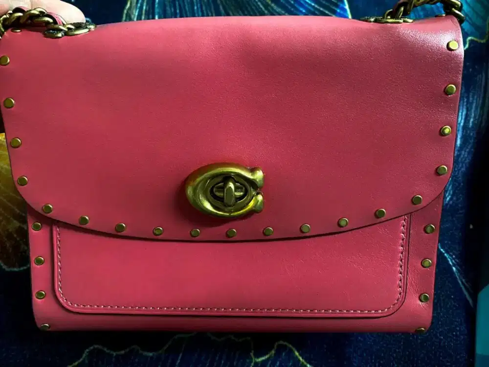 Tas leather coach pink