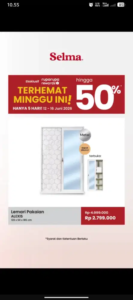 Lemari Besi Sliding uk 120