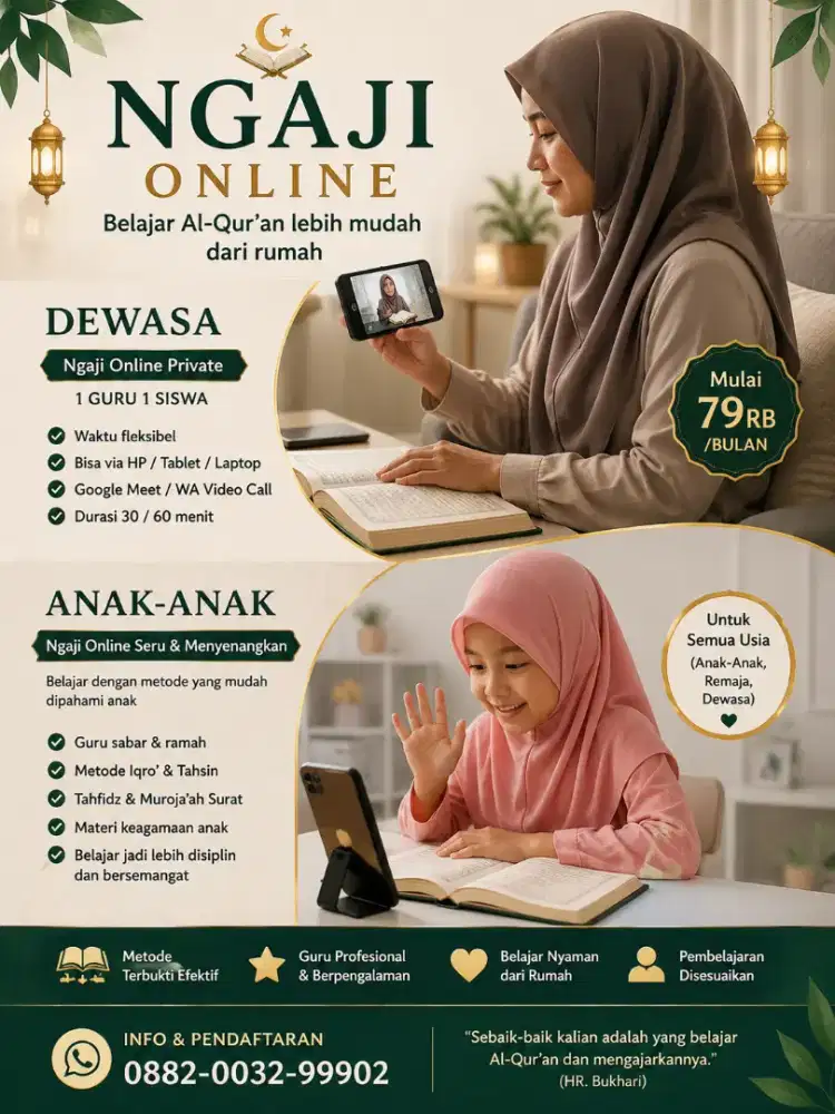 LES NGAJI ONLINE PRIVAT ANAK-DEWASA