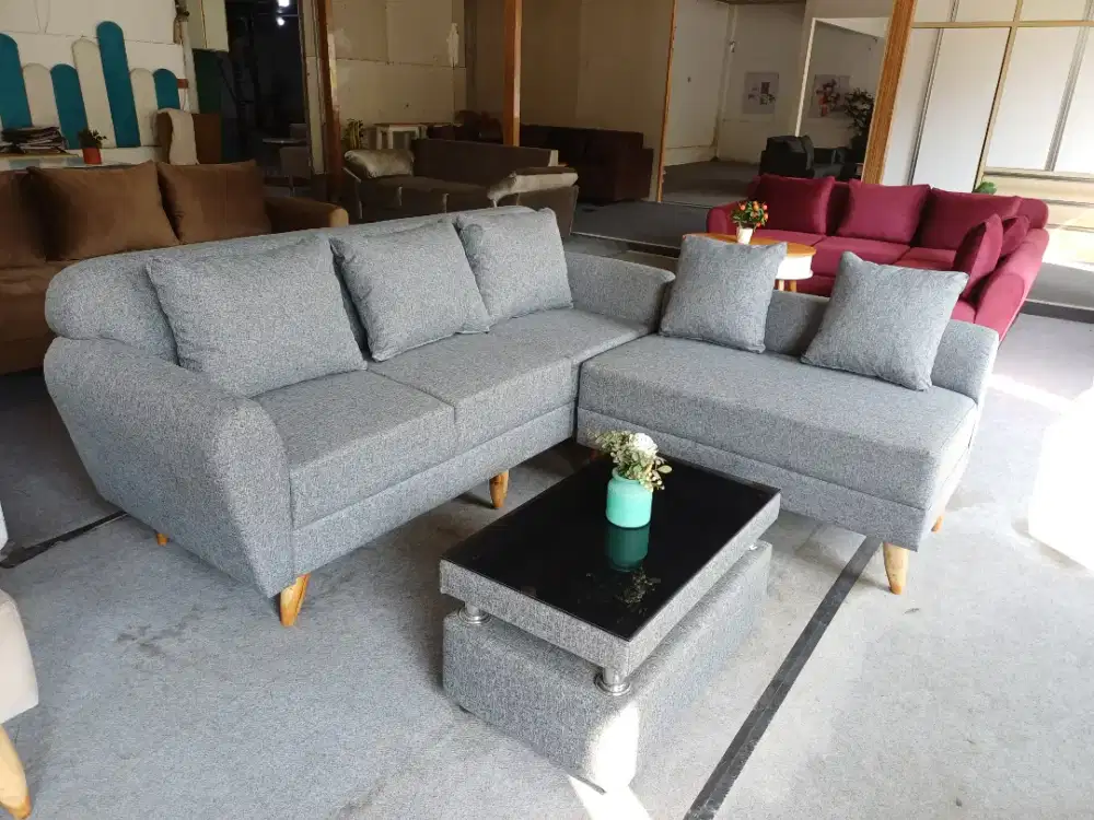 Sofa L scandinavian + meja , free antar jogja