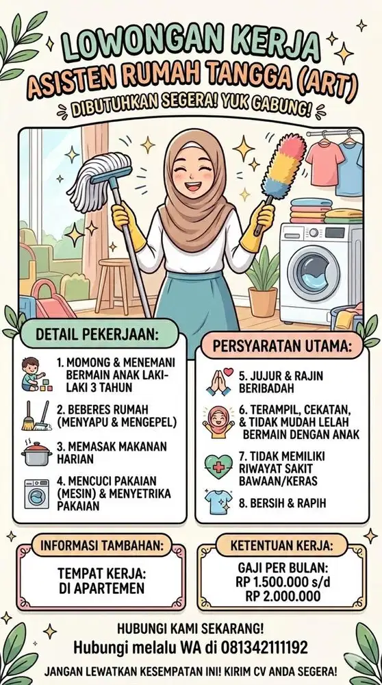 Lowongan kerja ART Momong Beberes
