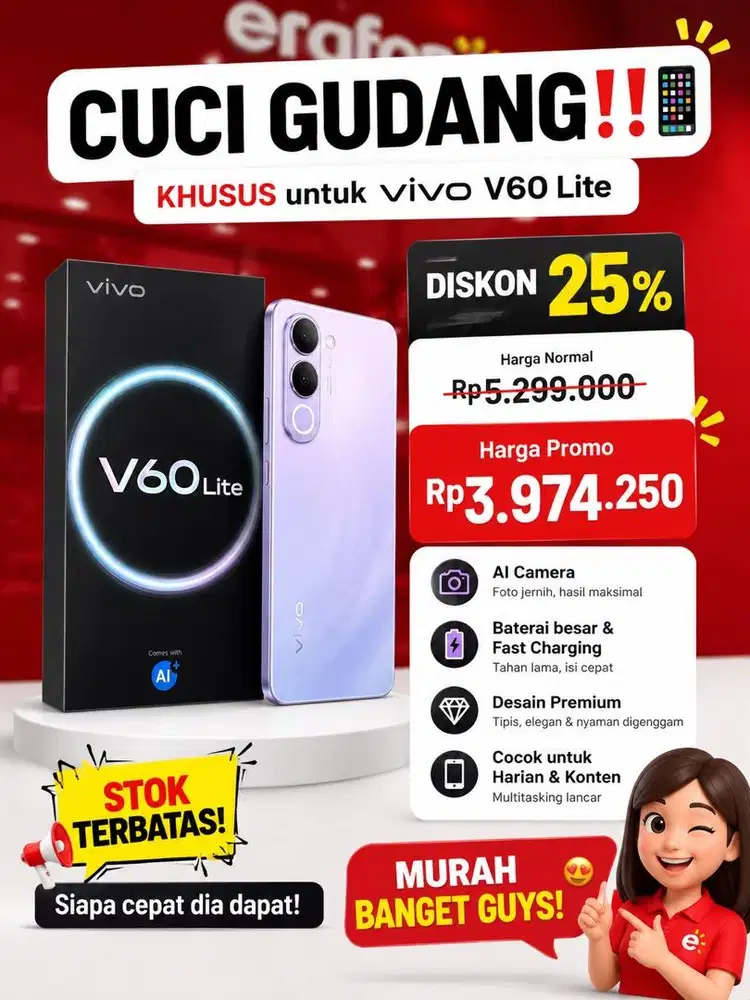 cuci gudang diskon 25% vivo baru gratis case dan tg