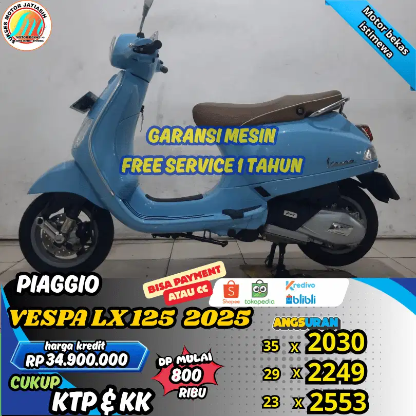 VESPA LX 125 I-GET 2025 PLAT BOGOR DP MURAH SYRT KTP&KK(SUKSESMOTOR)