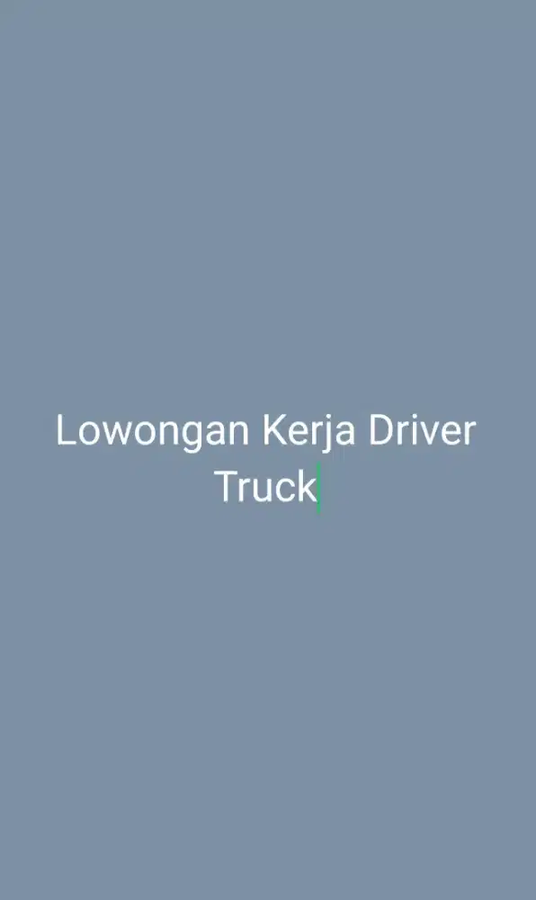 Lowongan kerja Driver Truck