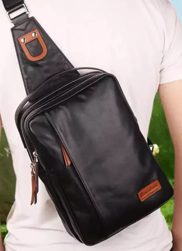 Tas kulit asli bison denim
