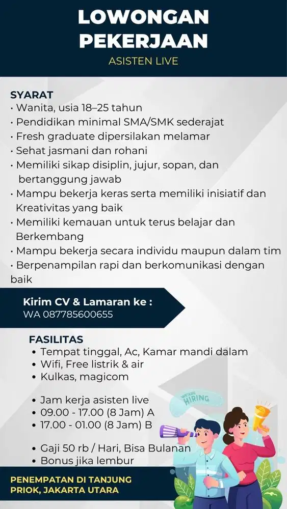 ASISTEN HOST LIVE SUDAH DAPAT TEMPAT TINGGAL