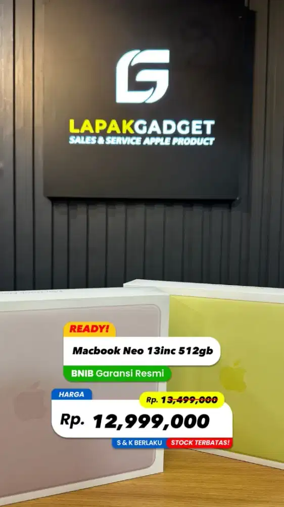 Macbook Neo 13inch 512GB New Unit BNIB bergaransi bisa cicilan & nego
