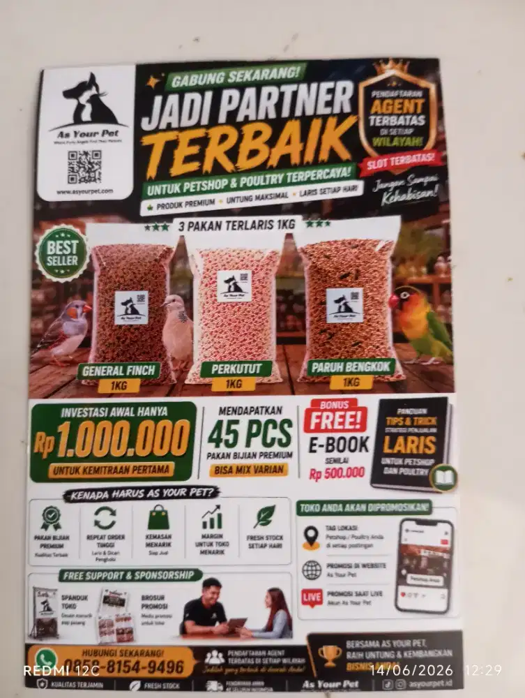 Buka mitra agen distributor pakan burung racikan premium
