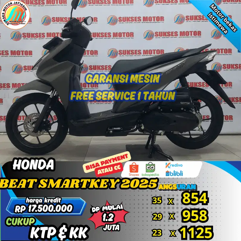 HONDA BEAT SMARTKEY 2025 PLAT BEKASI DP MURAH SYRT KTP&KK(SUKSESMOTOR)