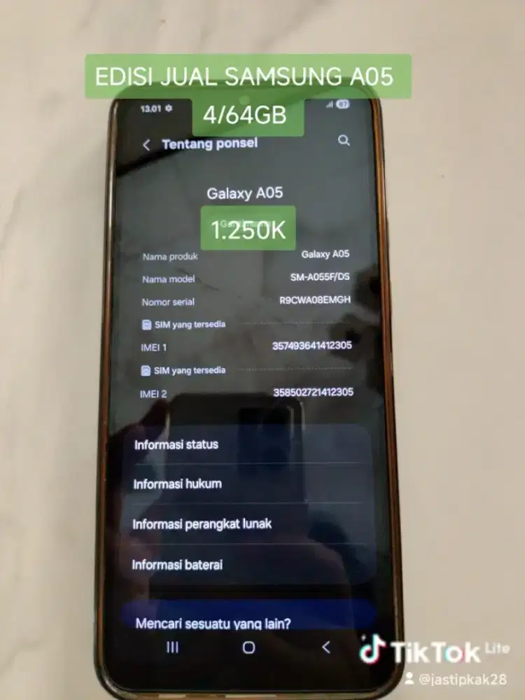 Dijual Samsung A05 4+4/64Gb