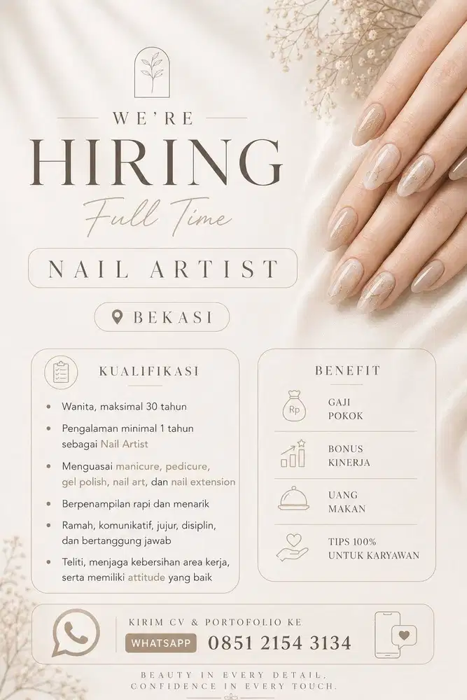 LOWONGAN KERJA FULL TIME NAIL ARTIST