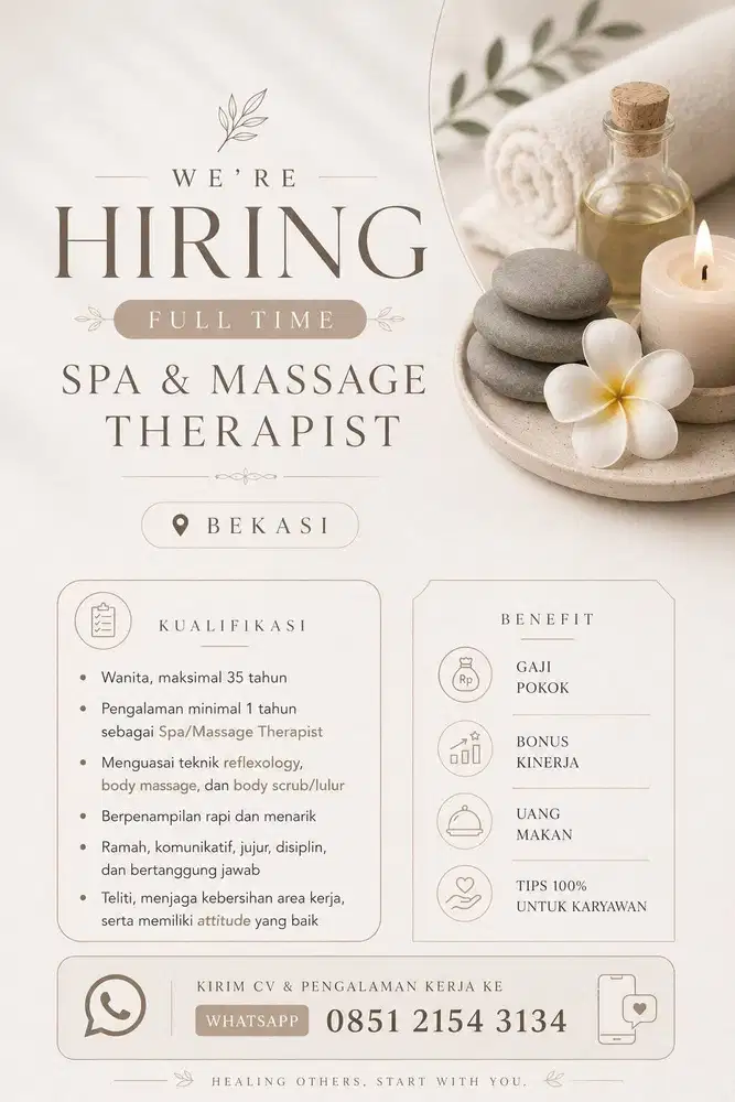 LOWONGAN KERJA FULL TIME SPA & MASSAGE THERAPIST