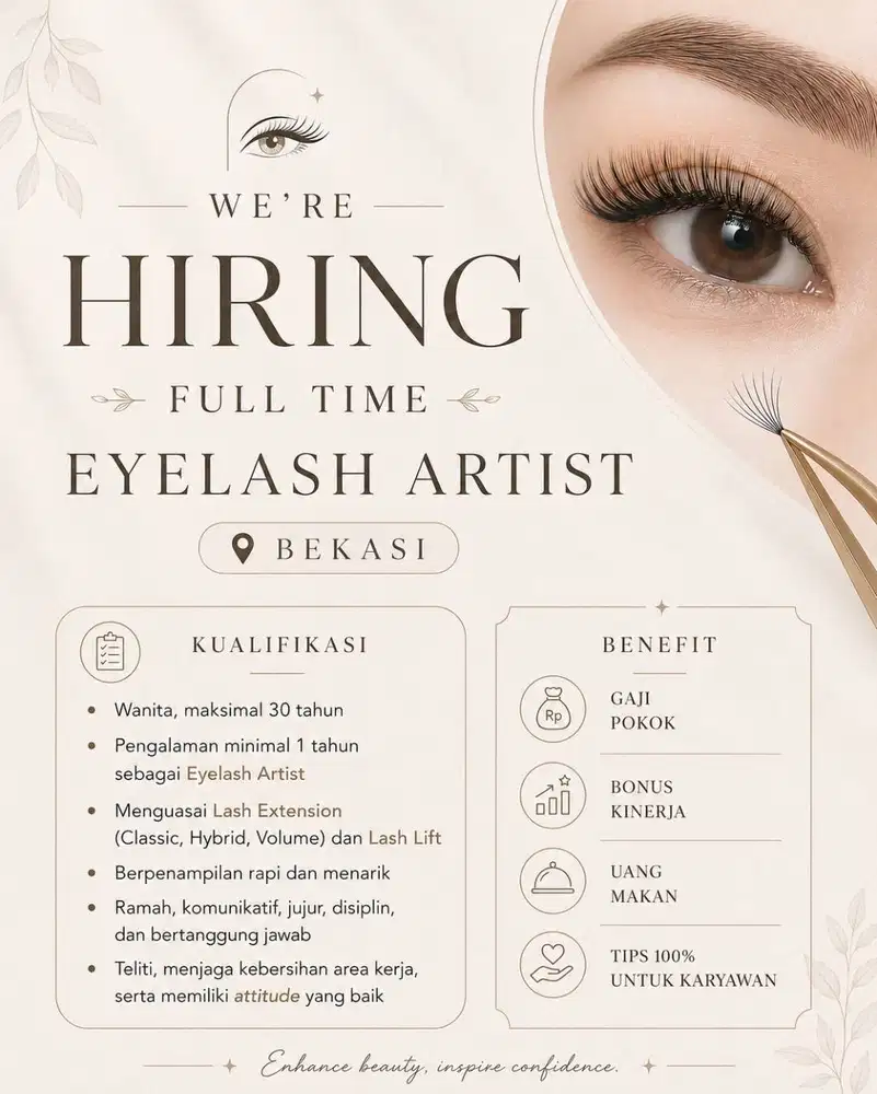 LOWONGAN KERJA FULL TIME EYELASH ARTIST