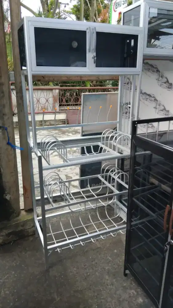 Rak piring rangka lemari atas & lemari bawah