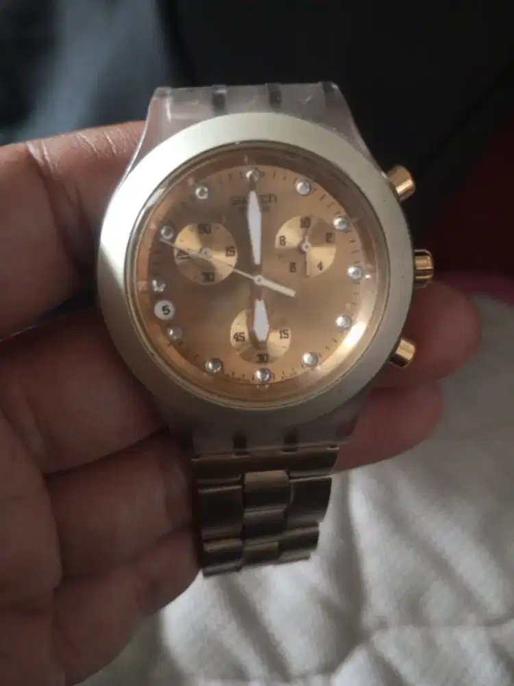 jam Swatch irony diaphane vintage gold original bekas
