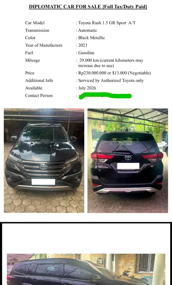 dijual mobil kedutaan