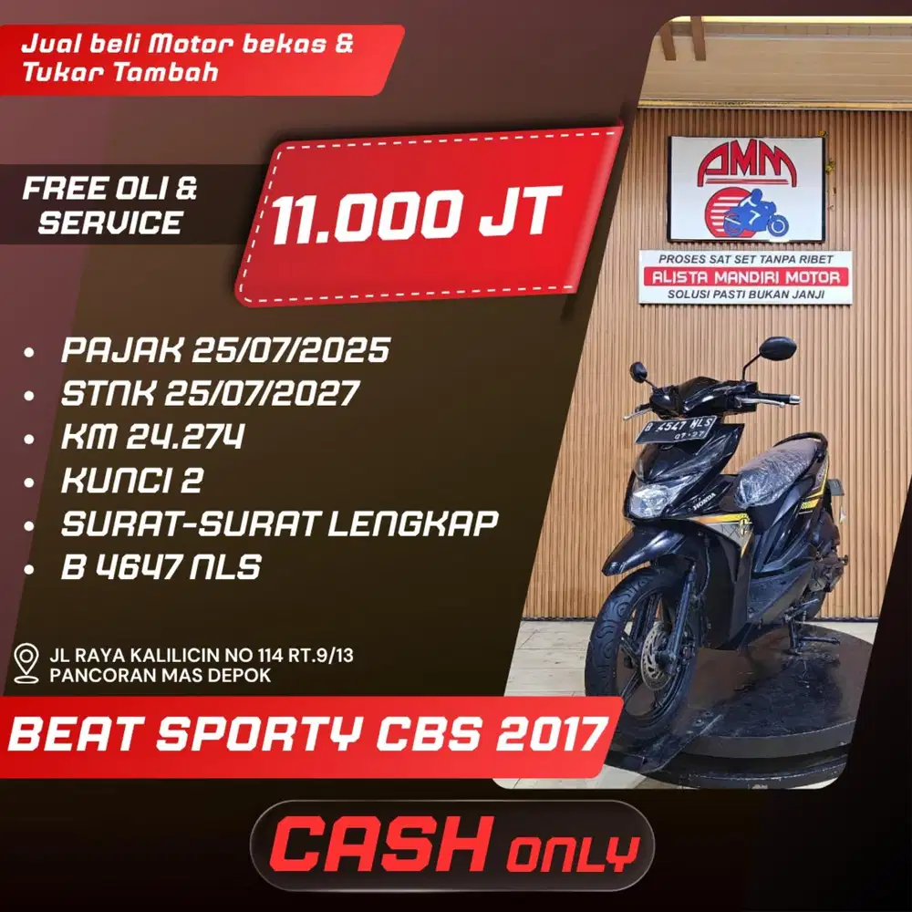 BEAT SPORTY CBS 2017 KUNCI 2 CASH ONLY ALISTA