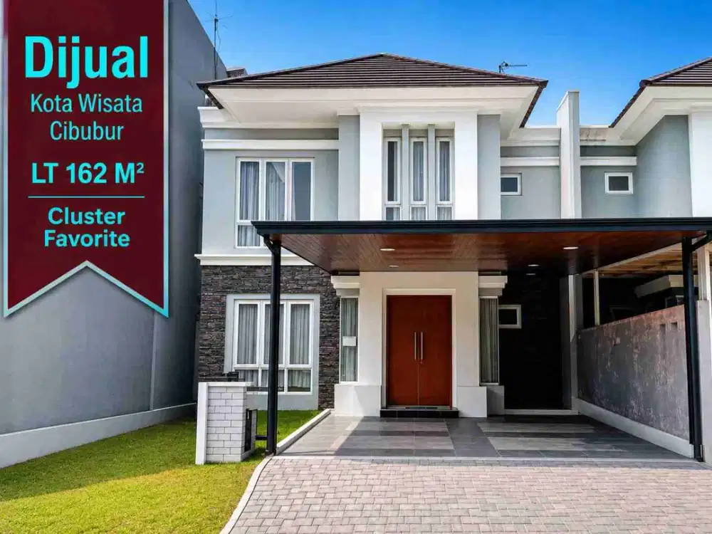 Jual rumah minimalis modern style cluster favorite, bebas banjir. Kota Wisata Cibubur .