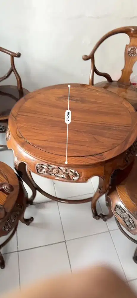 Set Meja Kursi Teras Klasik Kayu Jati