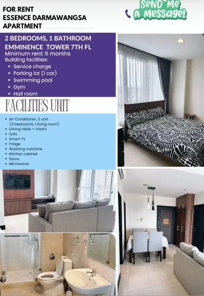 For Rent - 2 bedrooms & 1 bathroom, Essence Darmawangsa