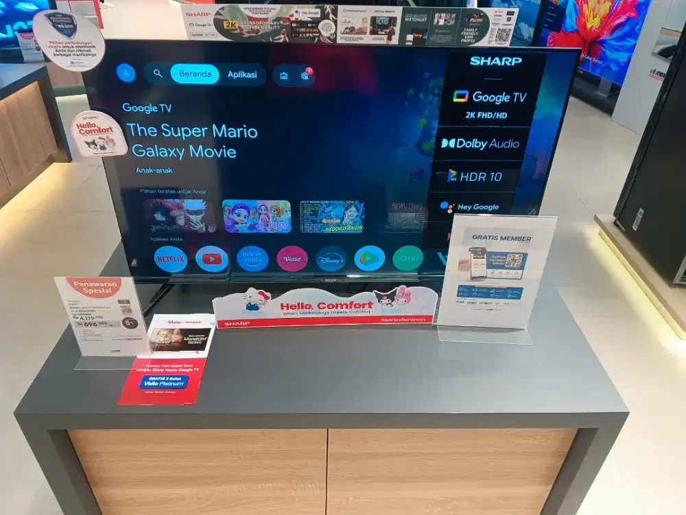 LED SHARP GOOGLE TV 43 Inch Favorit Keluarga Garansi 5 tahun Cicilan0%