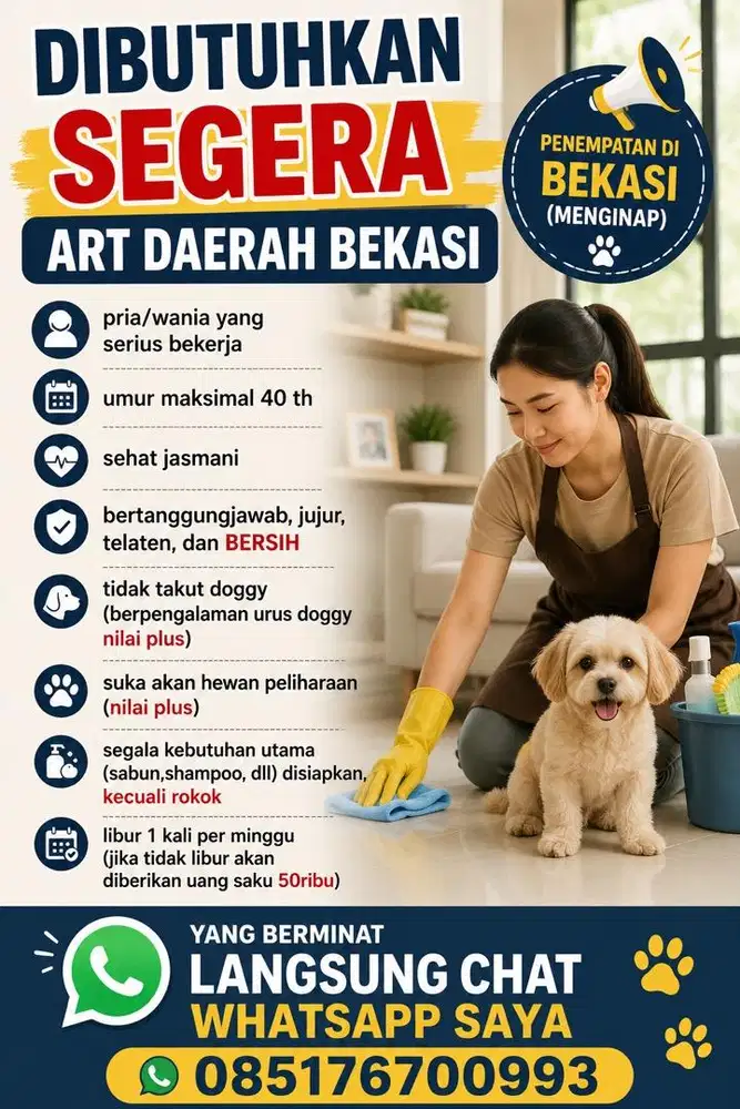(Segera) DIBUTUHKAN ART CEWE ATAU COWO