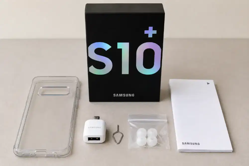 Box Ori Samsung Galaxy S10+ Lengkap OTG Case Bawaan