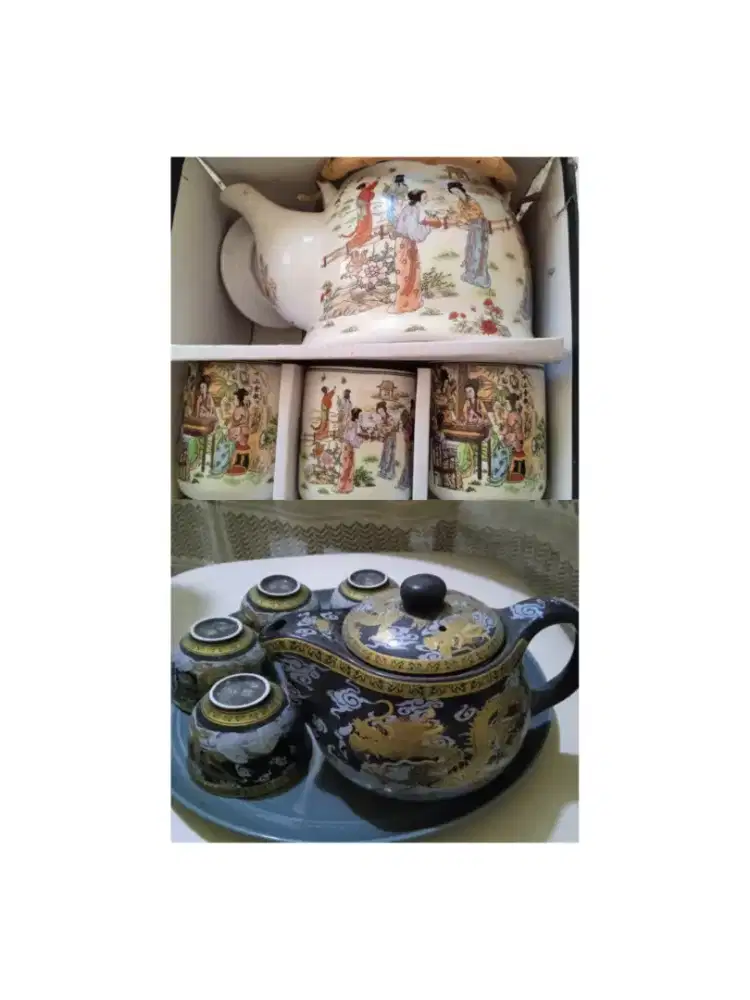 Ambil semua nego..jual 2 tea set dragon+Qianlong vintage aslidr china