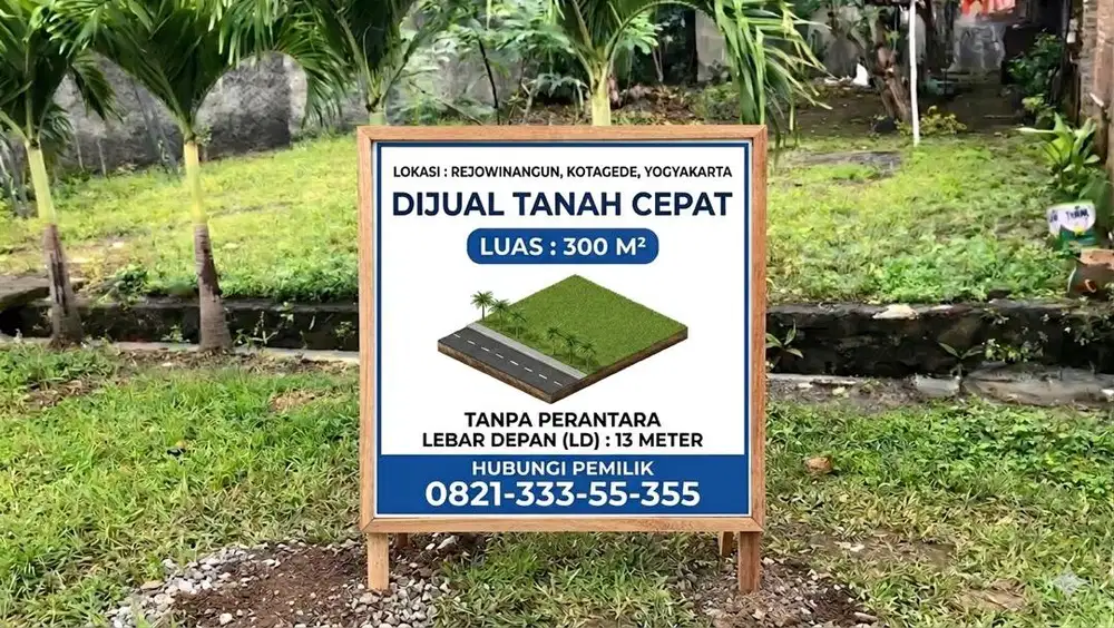 Tanah Premium Kota Gede 300 M2. LD 13 M2. Pinggir Aspal