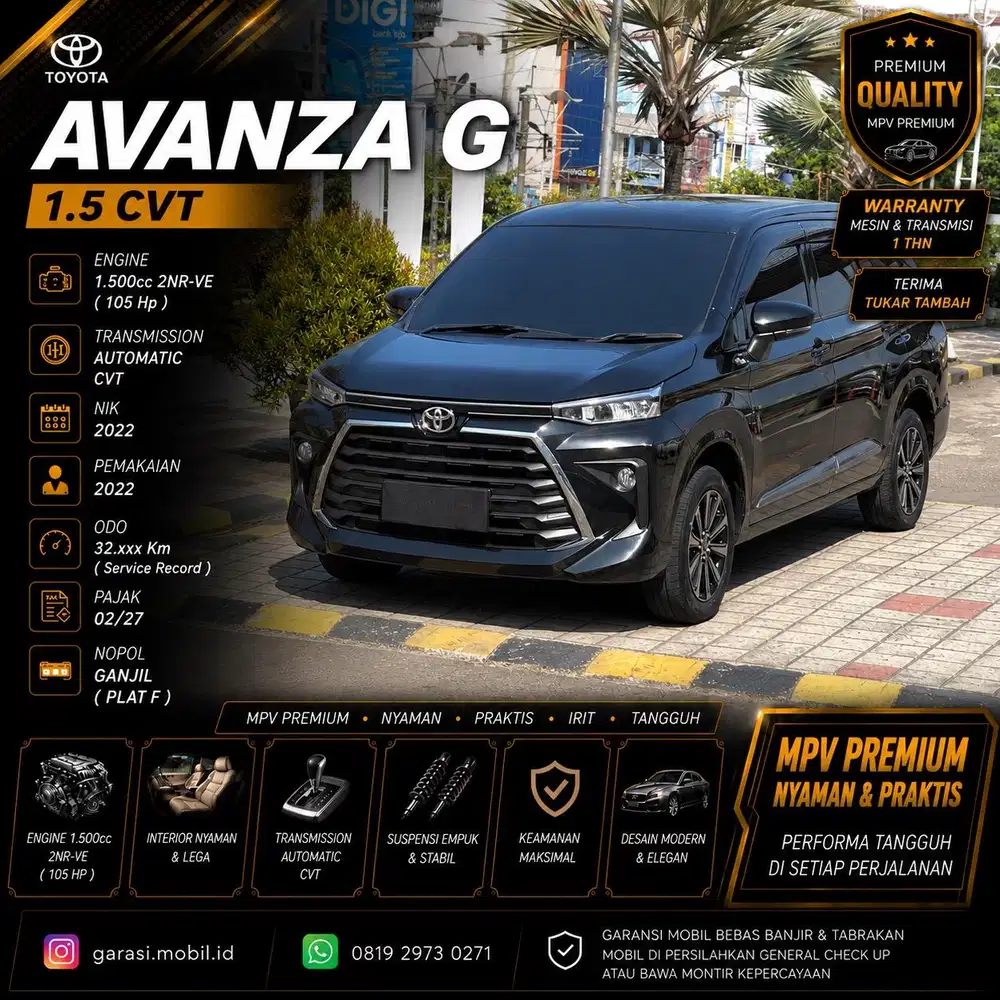 Toyota Avanza G 1.5 AT 2022 / Odo 32rbu Kilometer