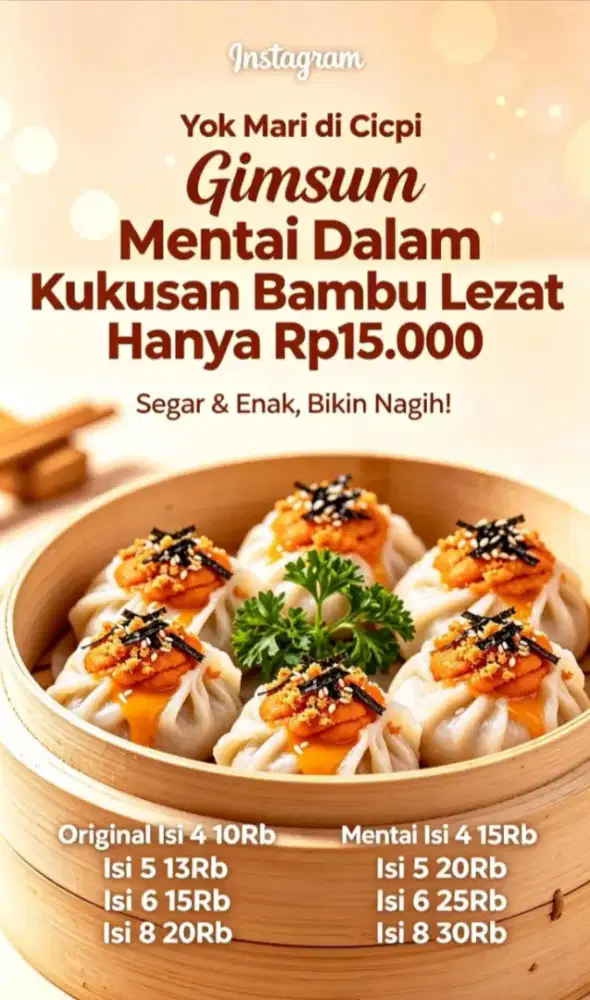 Dimsum Mentai hanya 15Rb