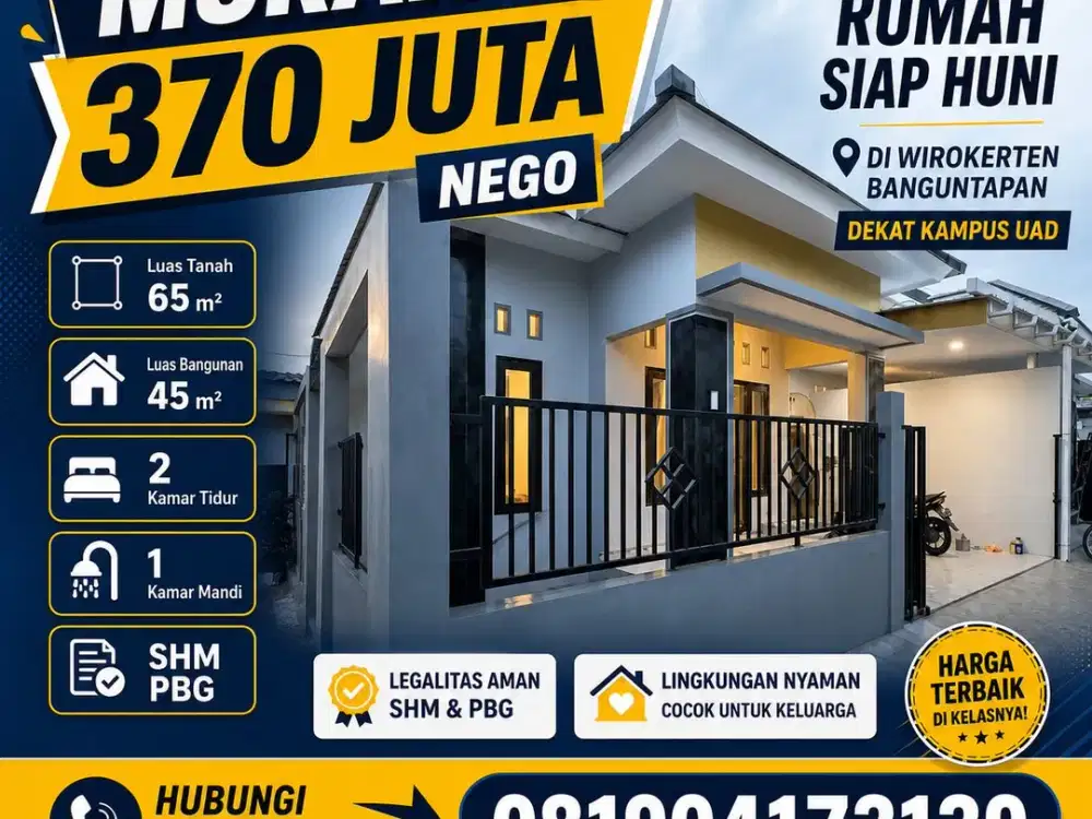 Rumah Baru Minimalis Harga Super Ekonomis di Wirokerten Banguntapan