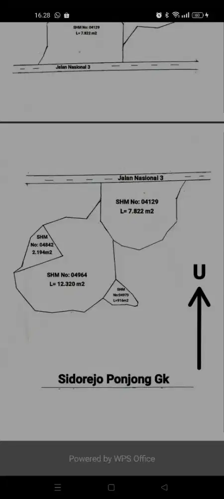 Djual tanah pinggir jl Nas III Ponjong Gk,luas 20000 m2,Muka 100 m