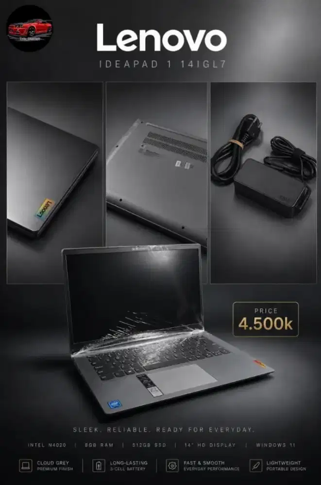 Lenovo IdeaPad 1 14IGL7 BARU MASIH SEGEL | RAM 8GB SSD 512GB | FULLSET