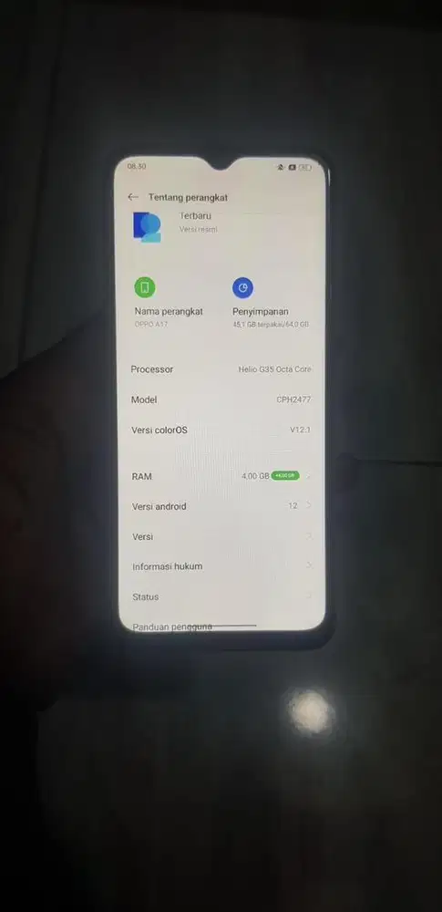oppo a17 ram 4/64 no minus lecet pemakaian aja seperti di pic
