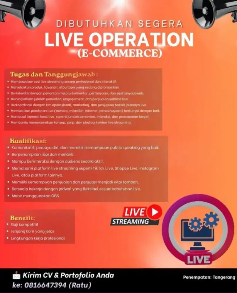 Lowongan pekerjaan Live Operation