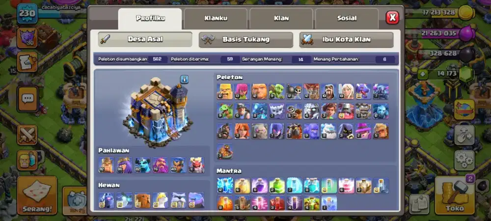 Jual akun Clash of clans Th18