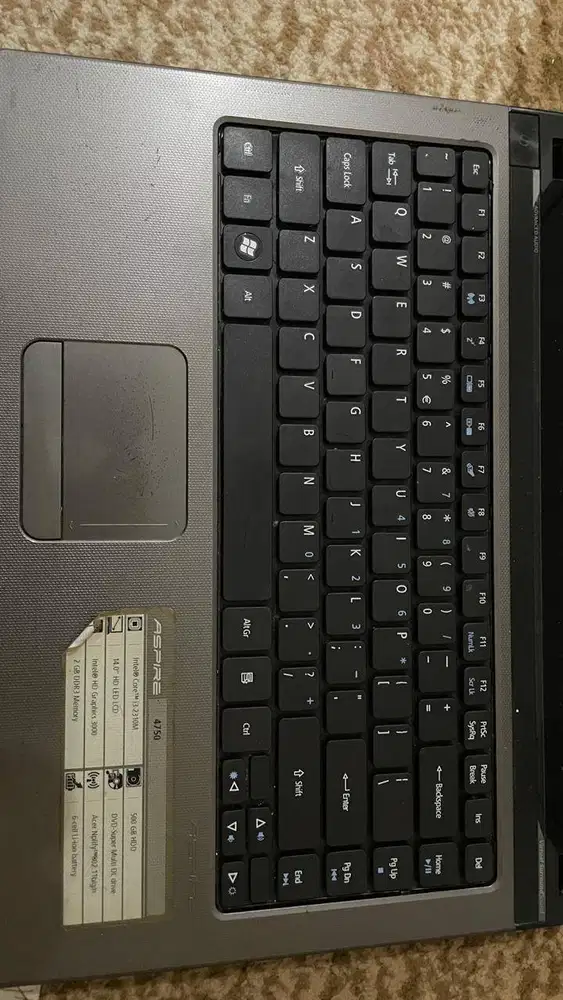 Acer Aspire 4750 Core i3 - Bekas/Minus Charger (Mati Lowbatt)