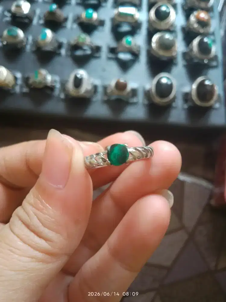 Batu cincin ori bacan, bulu merak,pirus.,