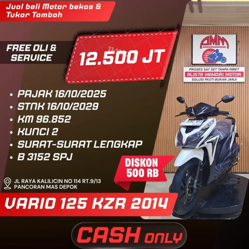 VARIO 125 KZR 2014 KUNCI 2 CASH ONLY ALISTA