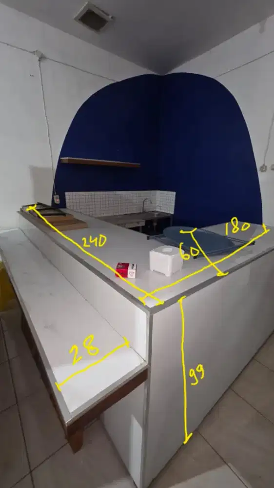 Dijual meja warteg bentuk L