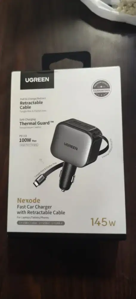 UGREEN 55910B Car Charger Retractable 145W Super Fast Charging