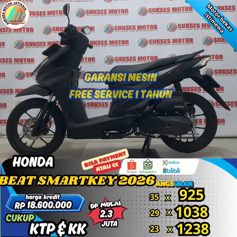 HONDA BEAT SMARTKEY 2025 PLAT BEKASI DP MURAH SYRT KTP&KK(SUKSESMOTOR)